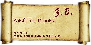 Zakócs Bianka névjegykártya