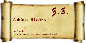 Zakócs Bianka névjegykártya